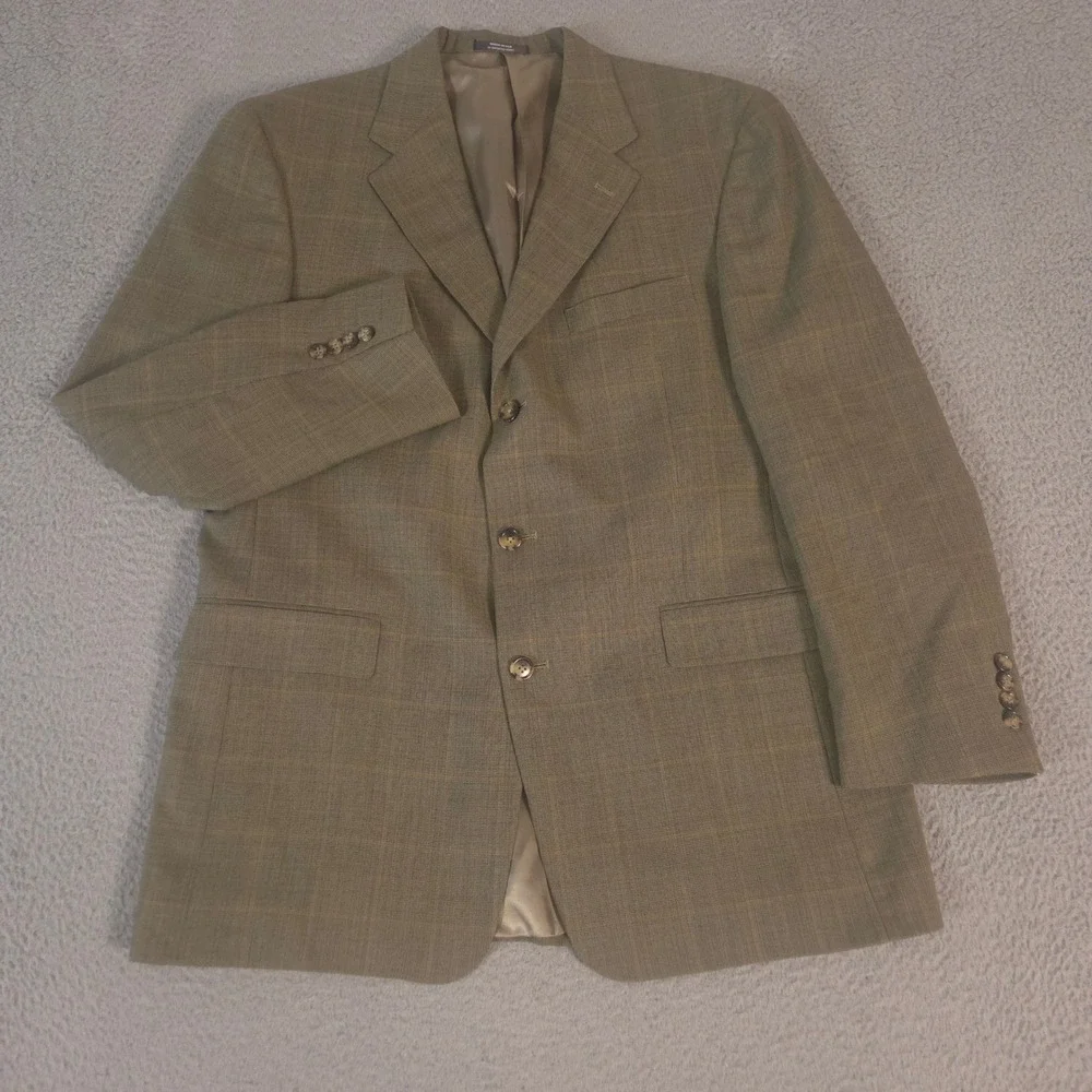Austin Reed Blazer Men 42R Glen Check Plaid Wool Blend 3-Btn Sport Coat Jacket